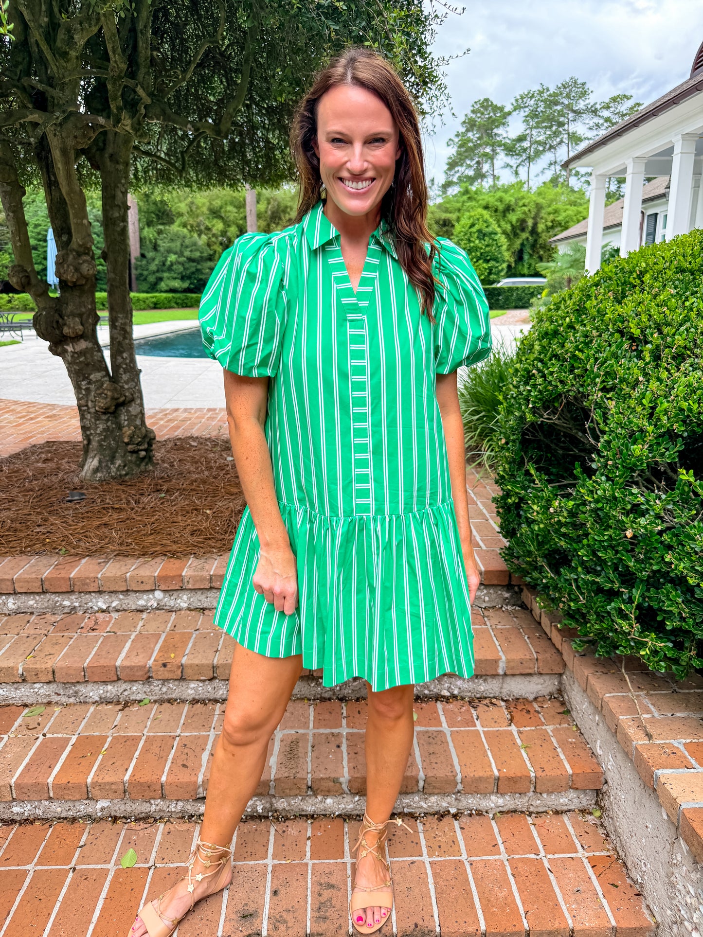 Abilene Green Striped Dress