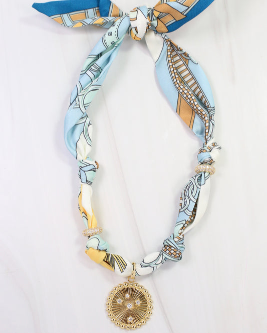 Shannon Scarf Charm Necklace Light Blue