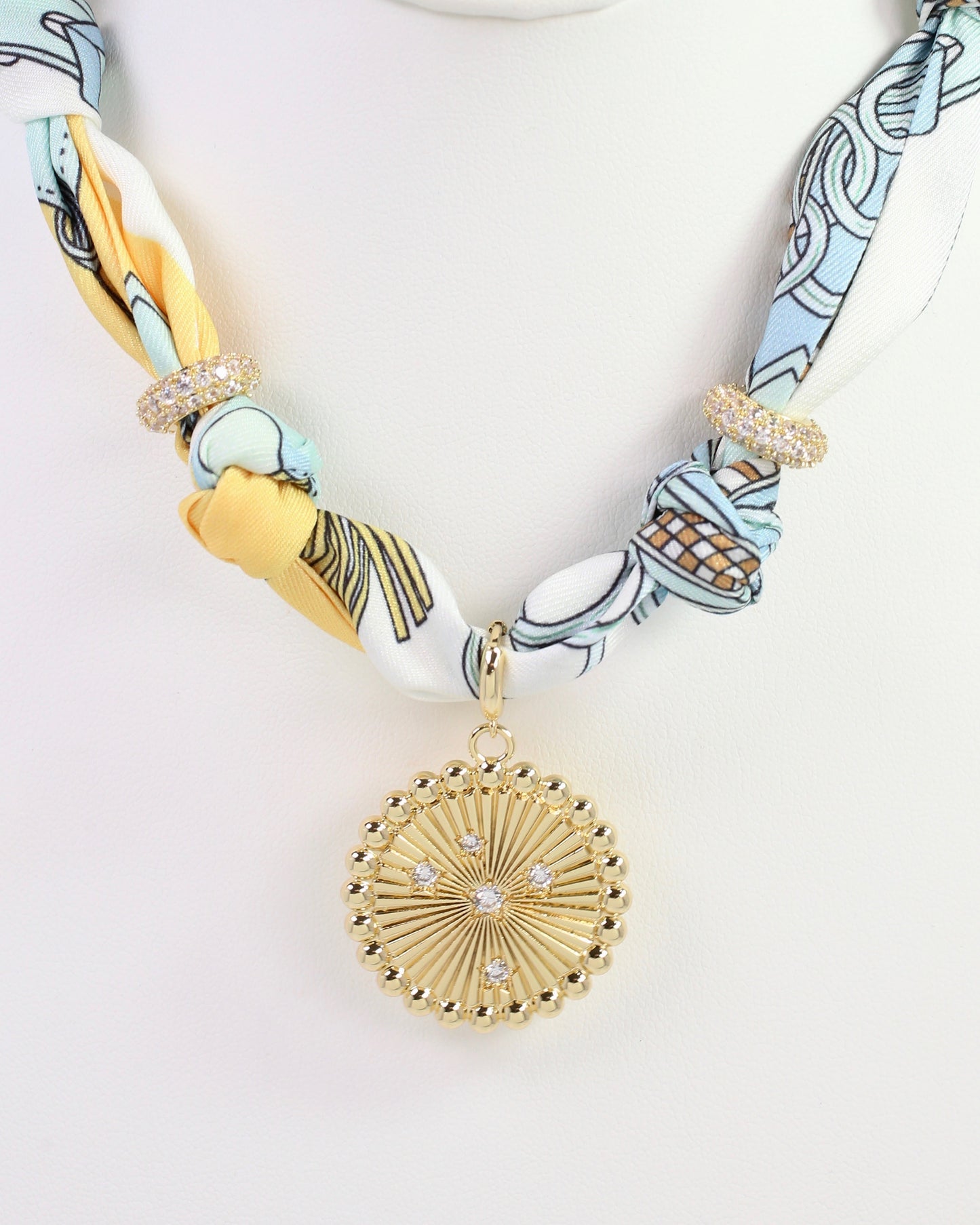 Shannon Scarf Charm Necklace Light Blue