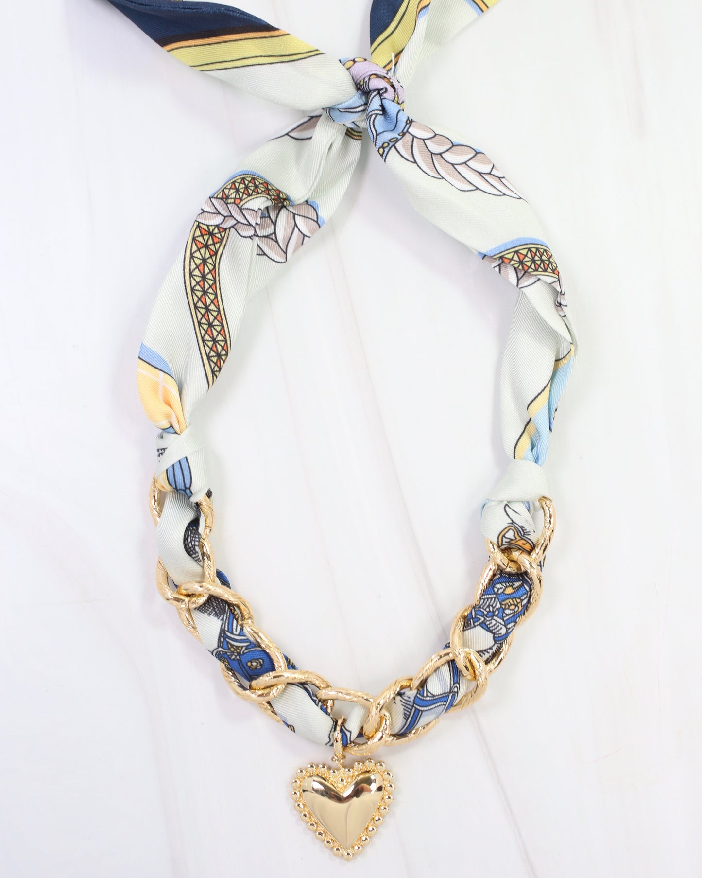 Santee Scarf Charm Necklace Blue Yellow