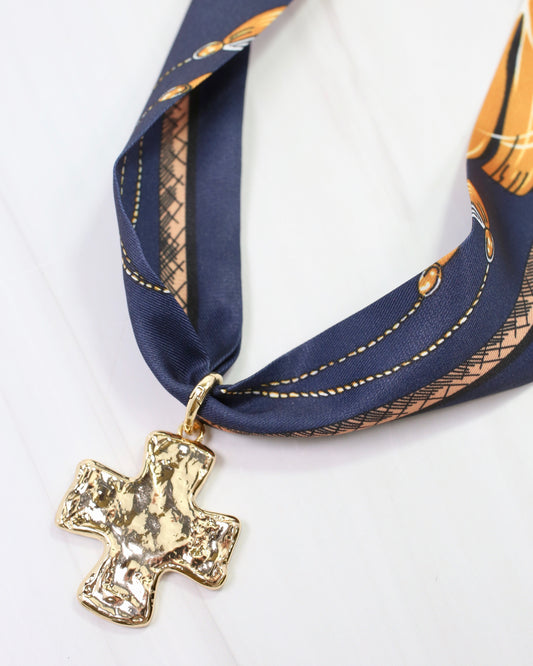 Hilda Hammered Large Cross Charm Gold