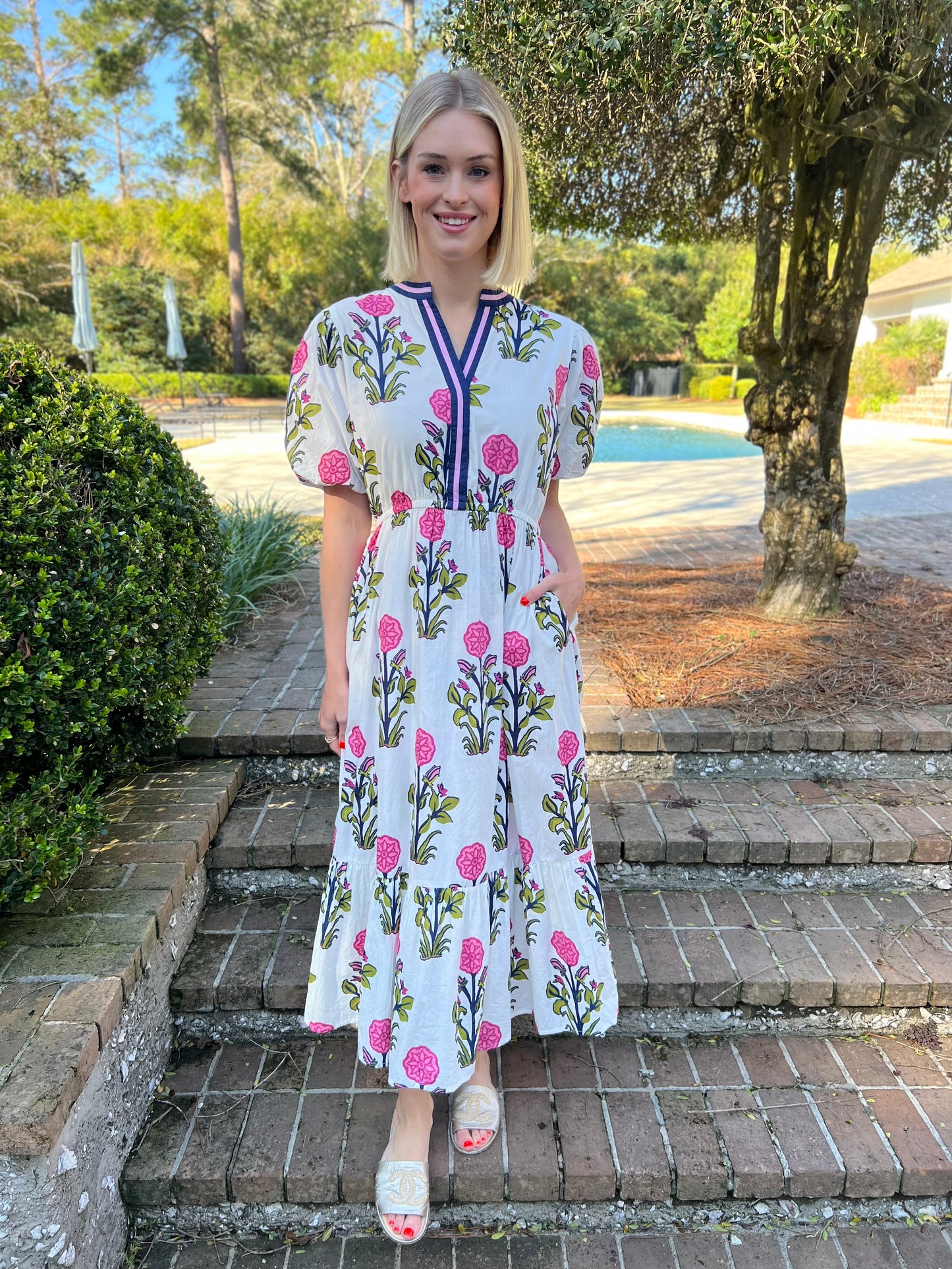 Aurora White Floral Midi Dress