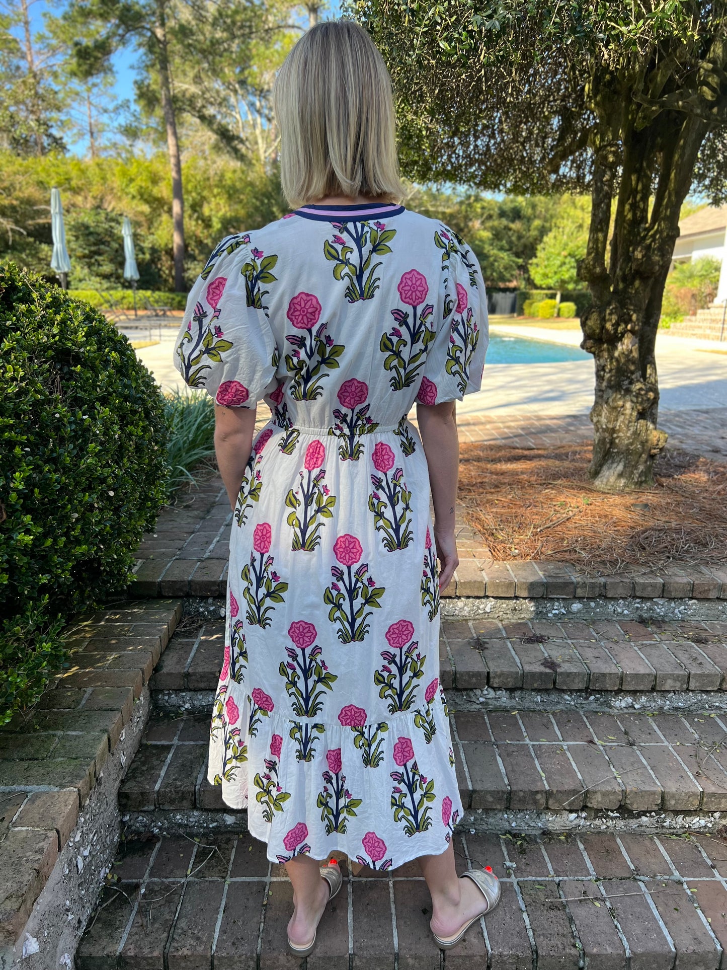 Aurora White Floral Midi Dress