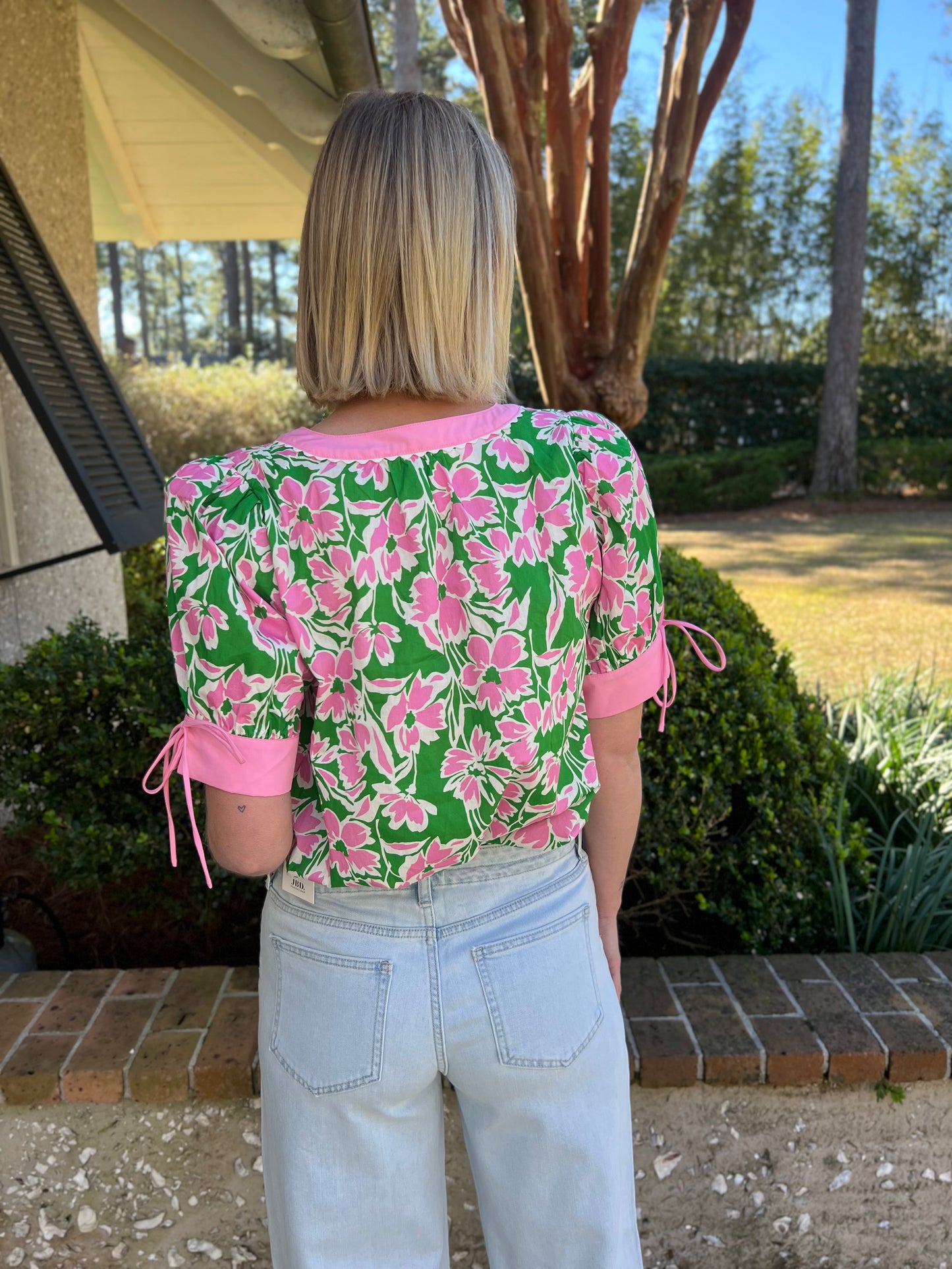 Alessia Green Floral Print Top