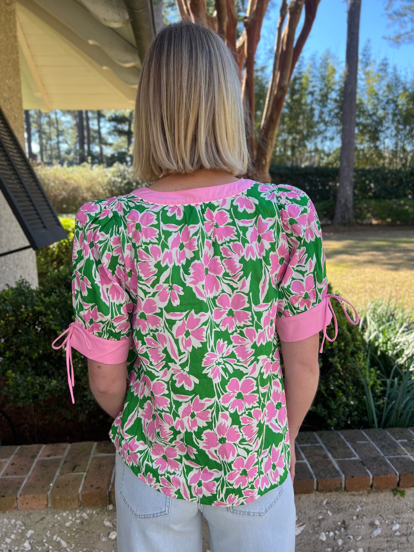 Alessia Green Floral Print Top