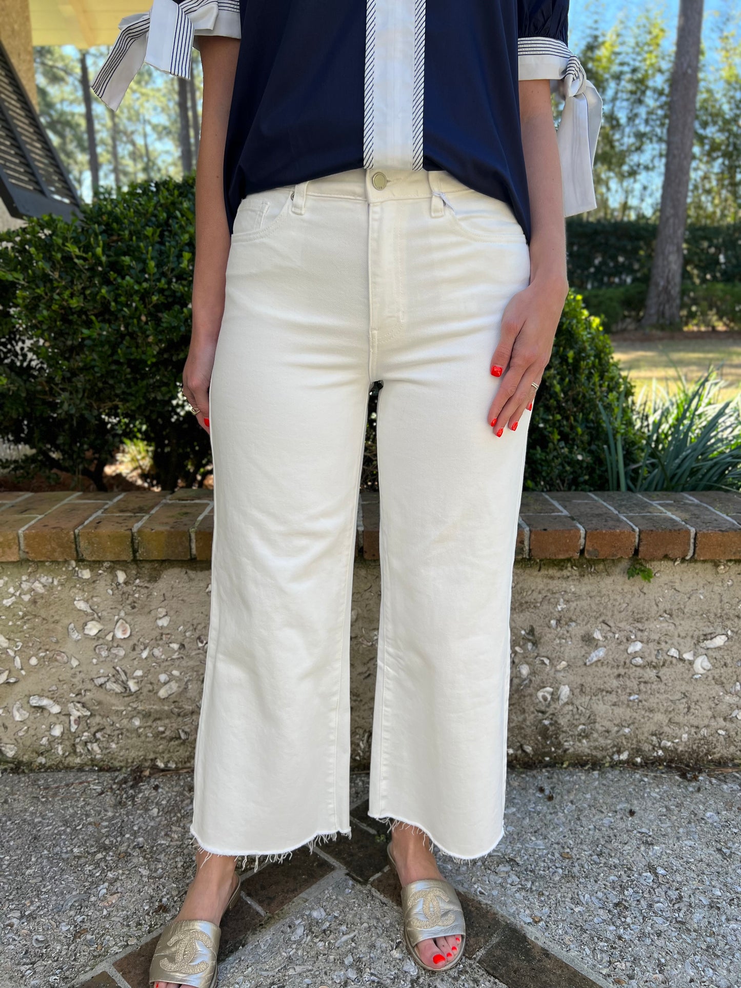 Just Black Denim Slim Wide Leg - White