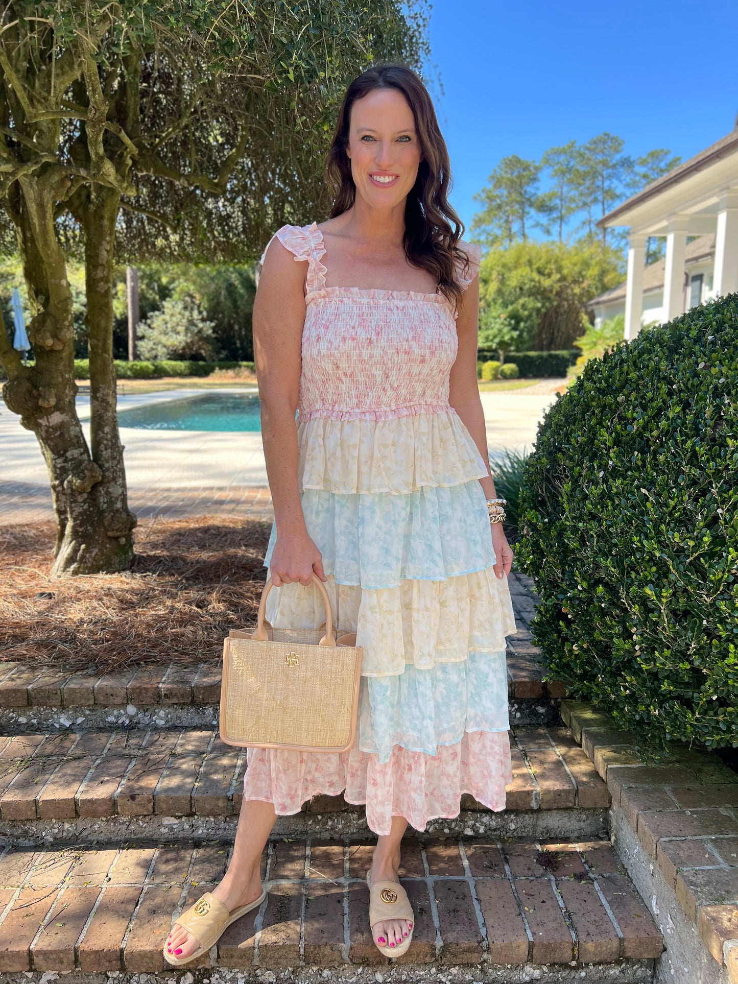 Kate Pink Multi Ruffle Tiered Maxi Dress