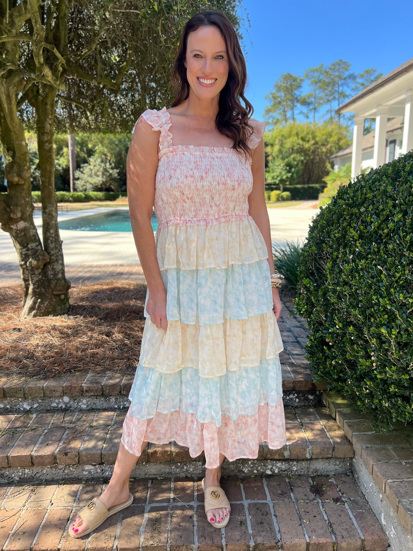 Kate Pink Multi Ruffle Tiered Maxi Dress