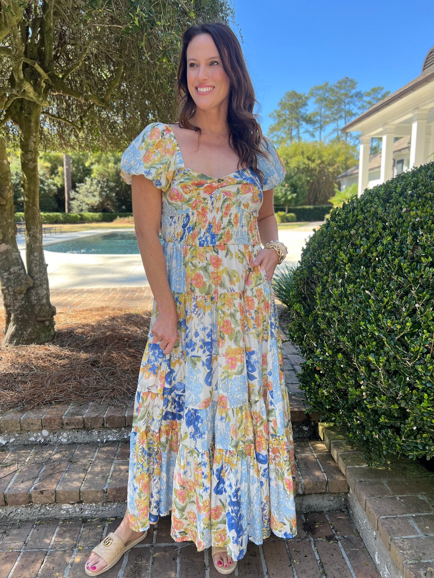 Saturday Brunch Floral Print Maxi Dress