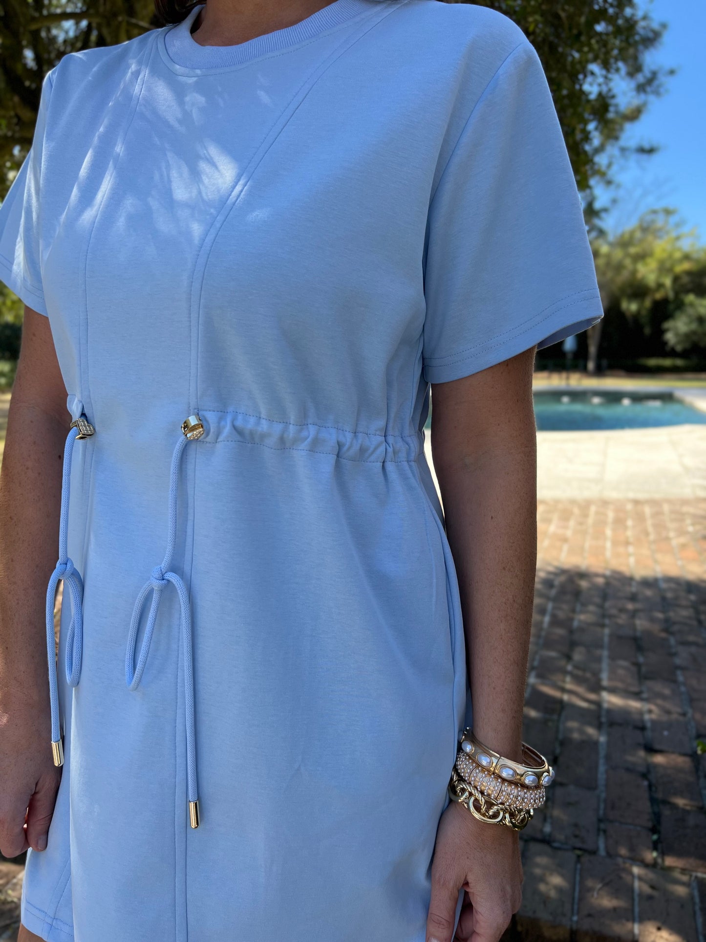 On The Go Blue Short Sleeve Dress