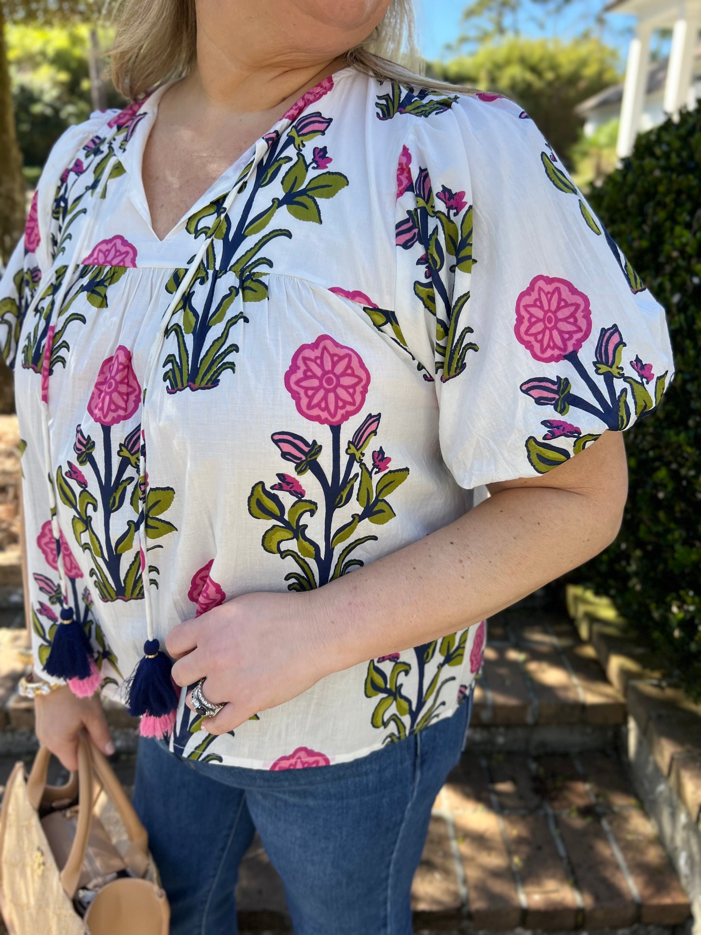 Moxi Floral Puff Sleeve Top