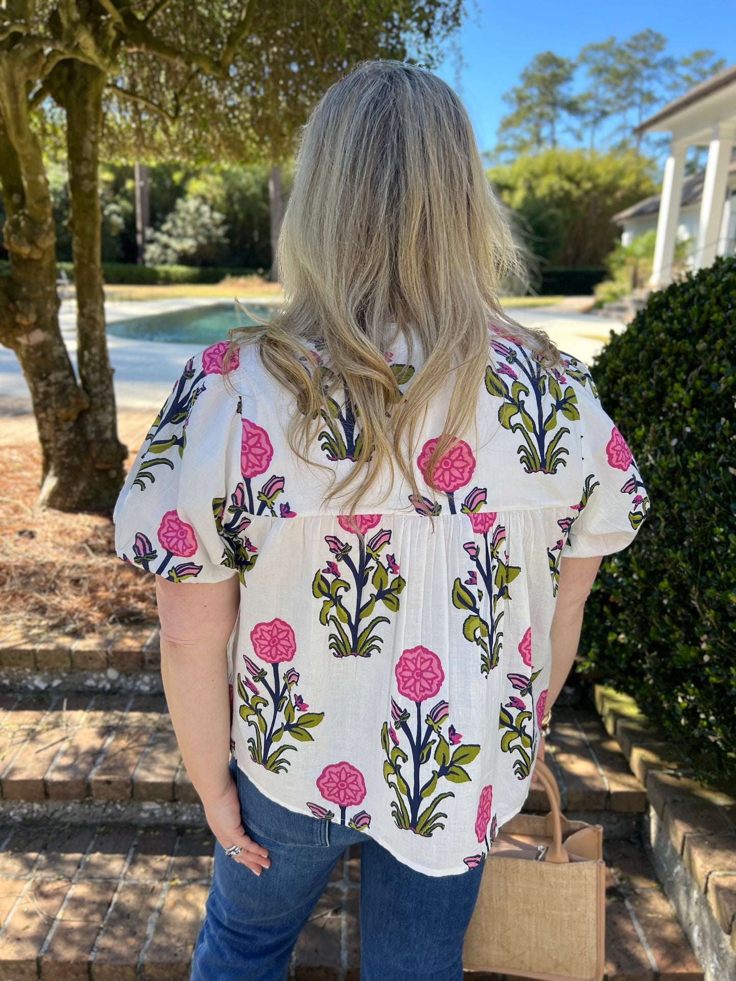 Moxi Floral Puff Sleeve Top