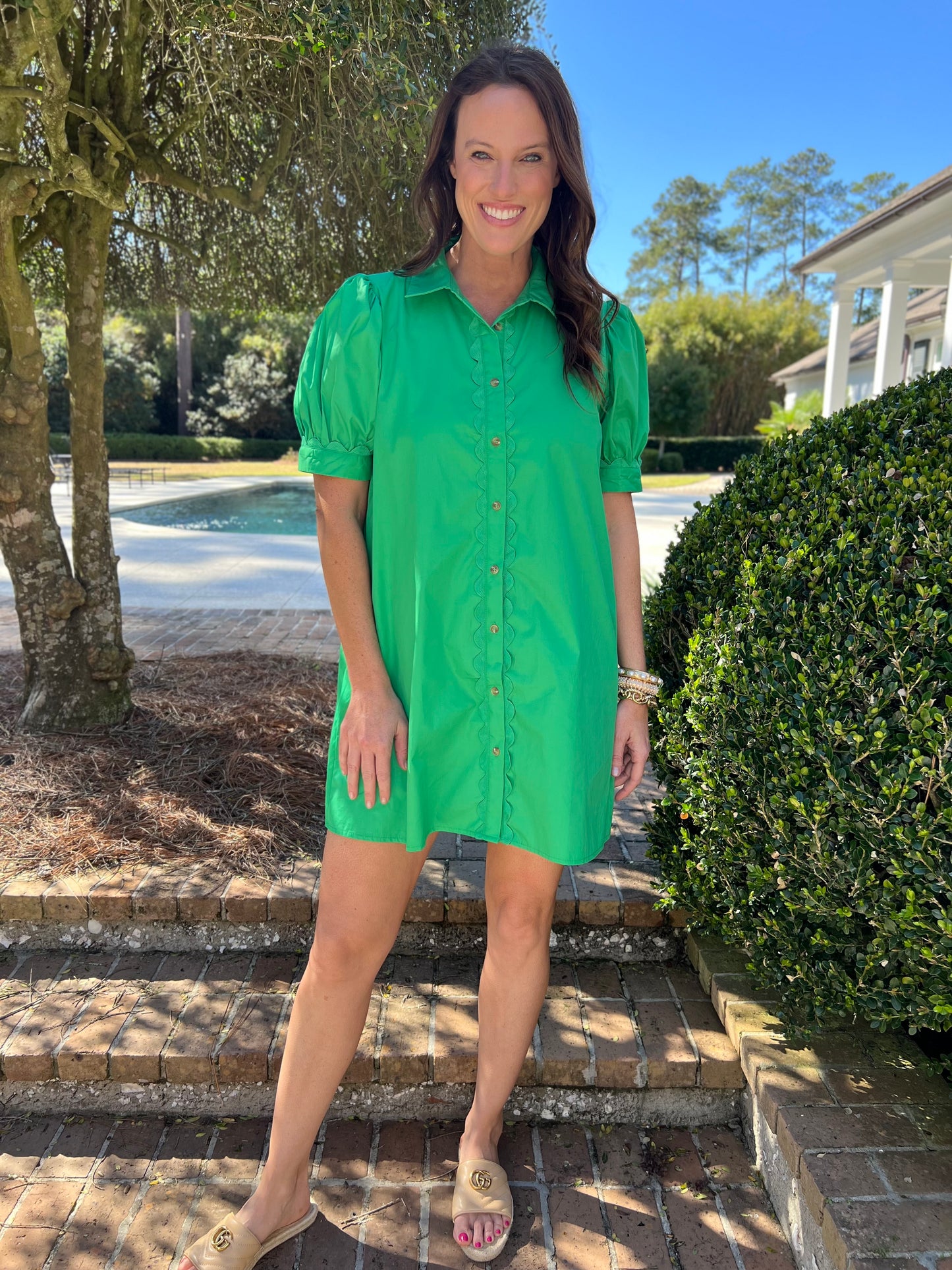 Missed Chance Kelly Green Shirt Dress