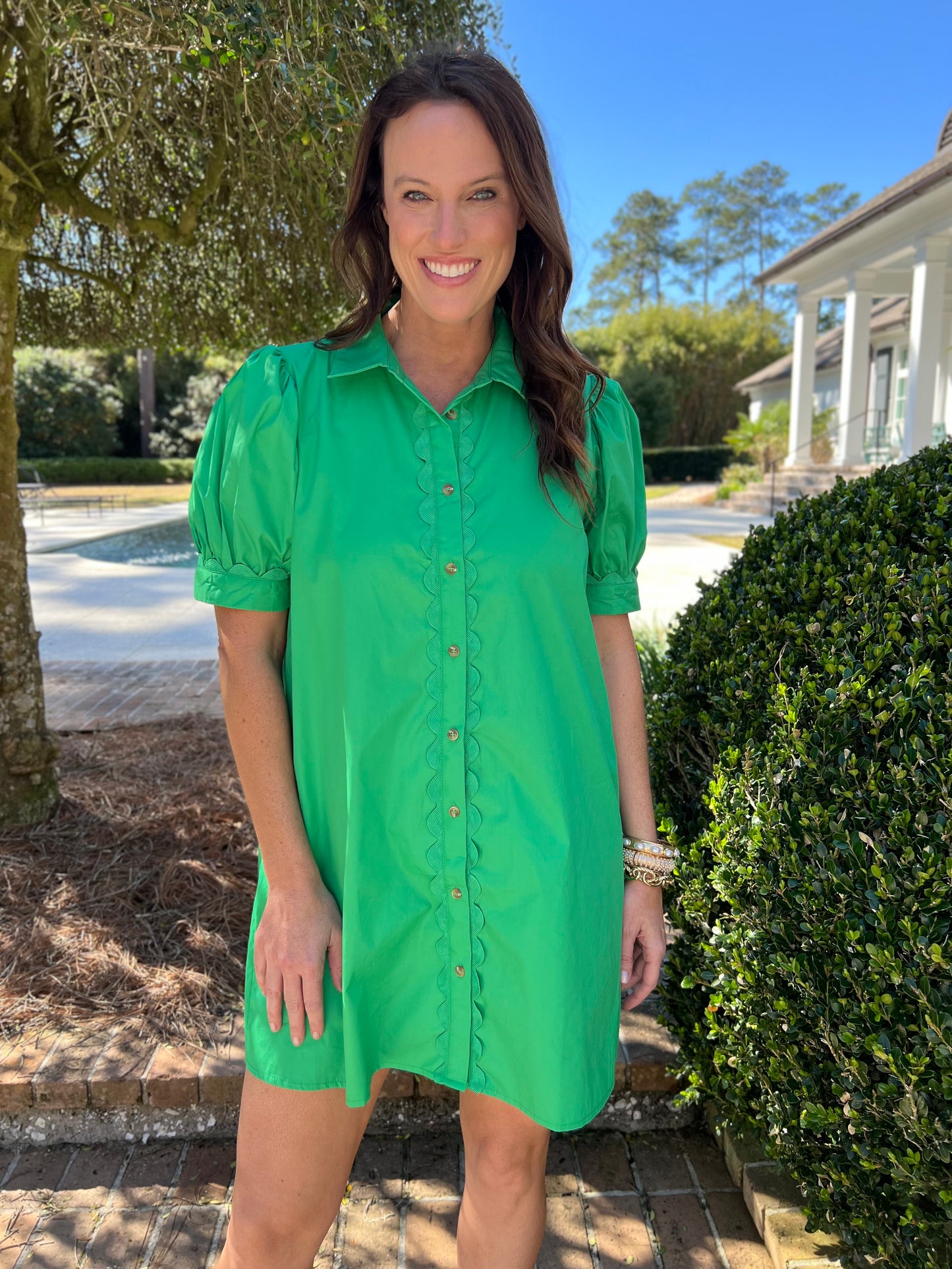 Missed Chance Kelly Green Shirt Dress