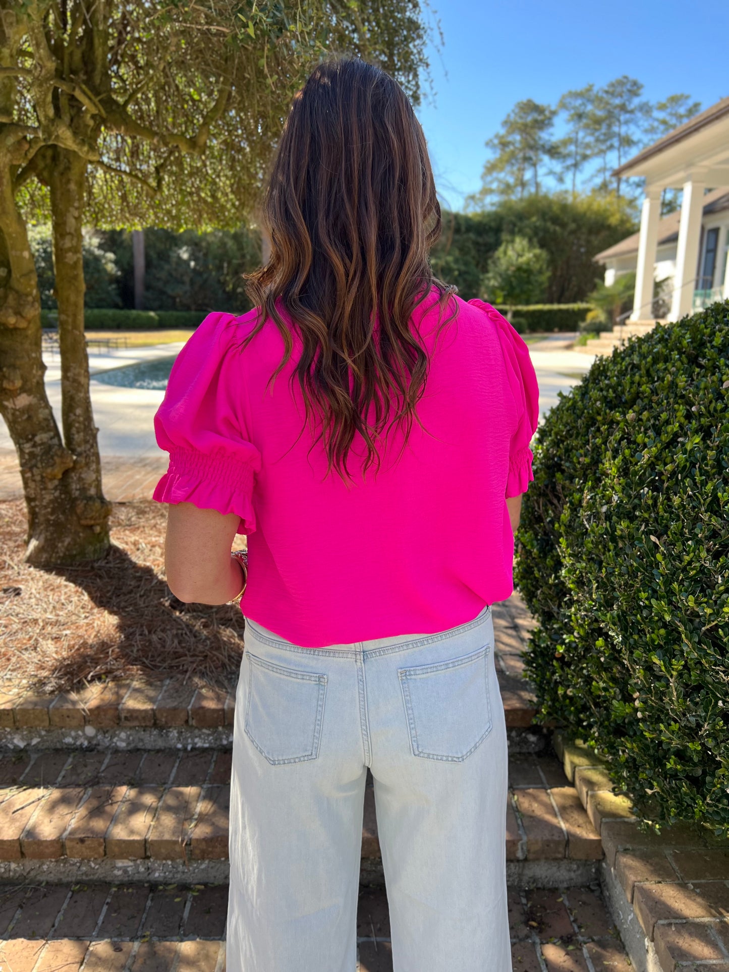 Helen Hot Pink Ruffle Top