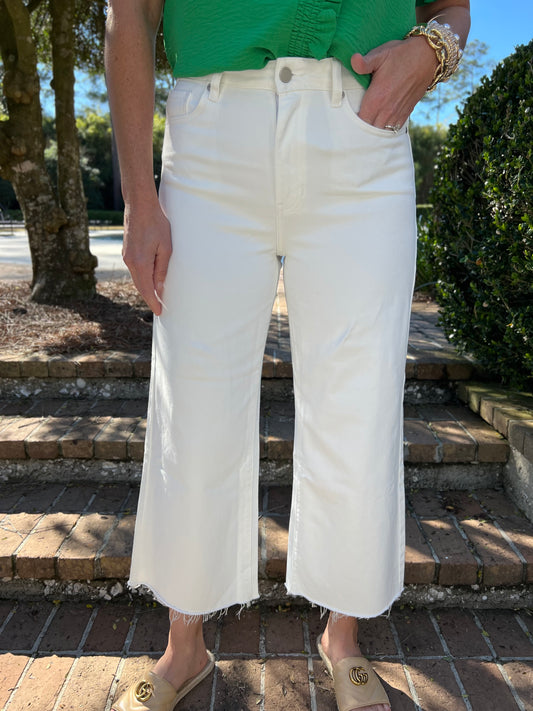 Just Black Denim Slim Wide Leg - White