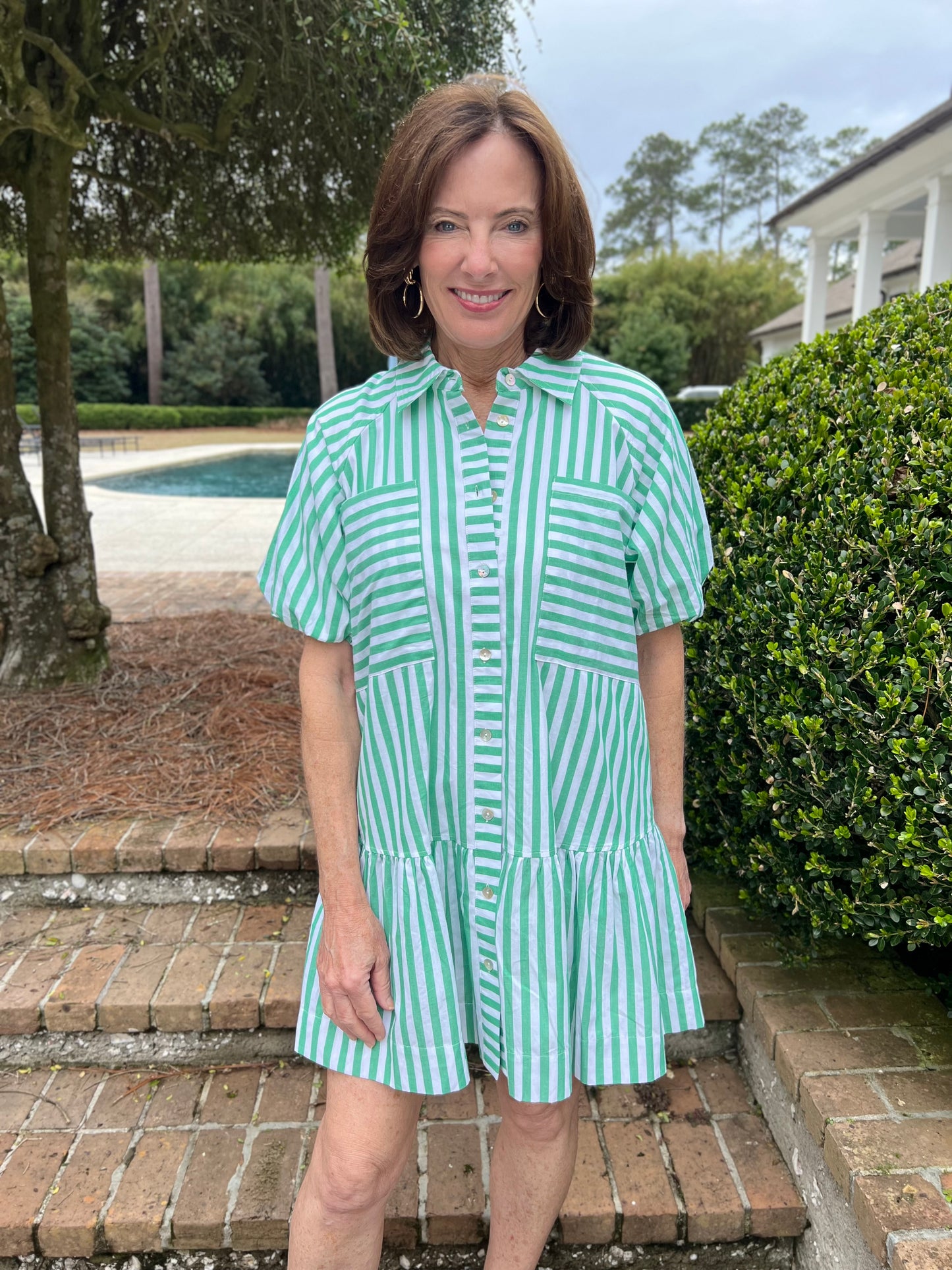 Got Your Attention Green Stripe Dress