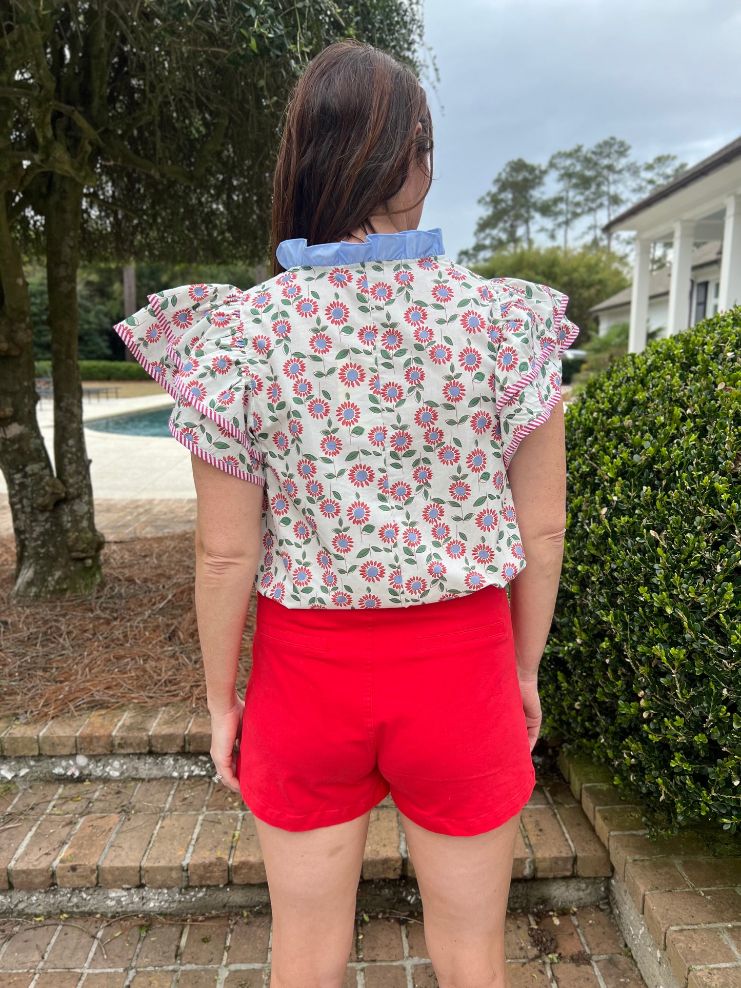 Rebecca Red Floral Print Top