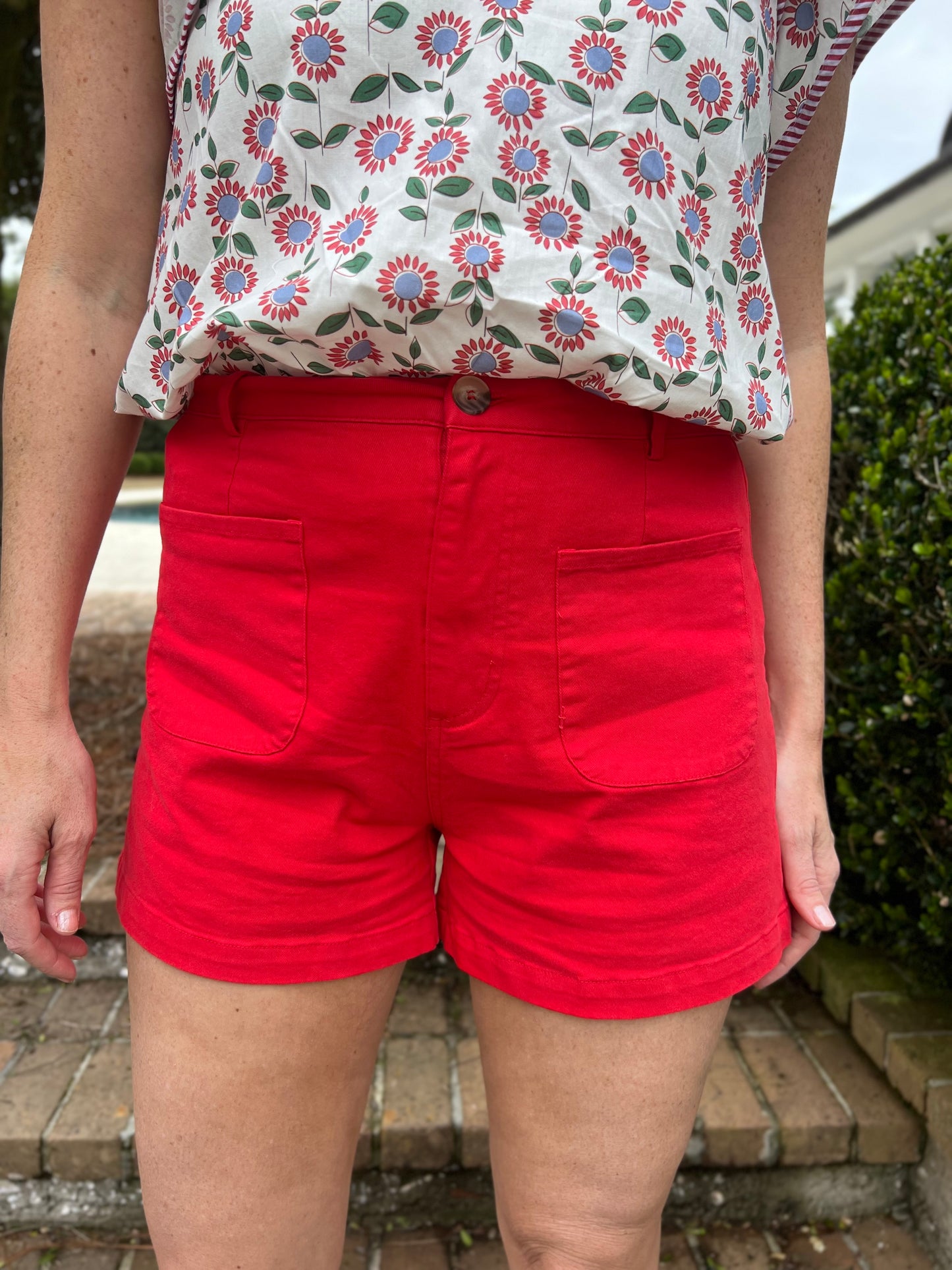 Rebekah Front Pocket Shorts- Red