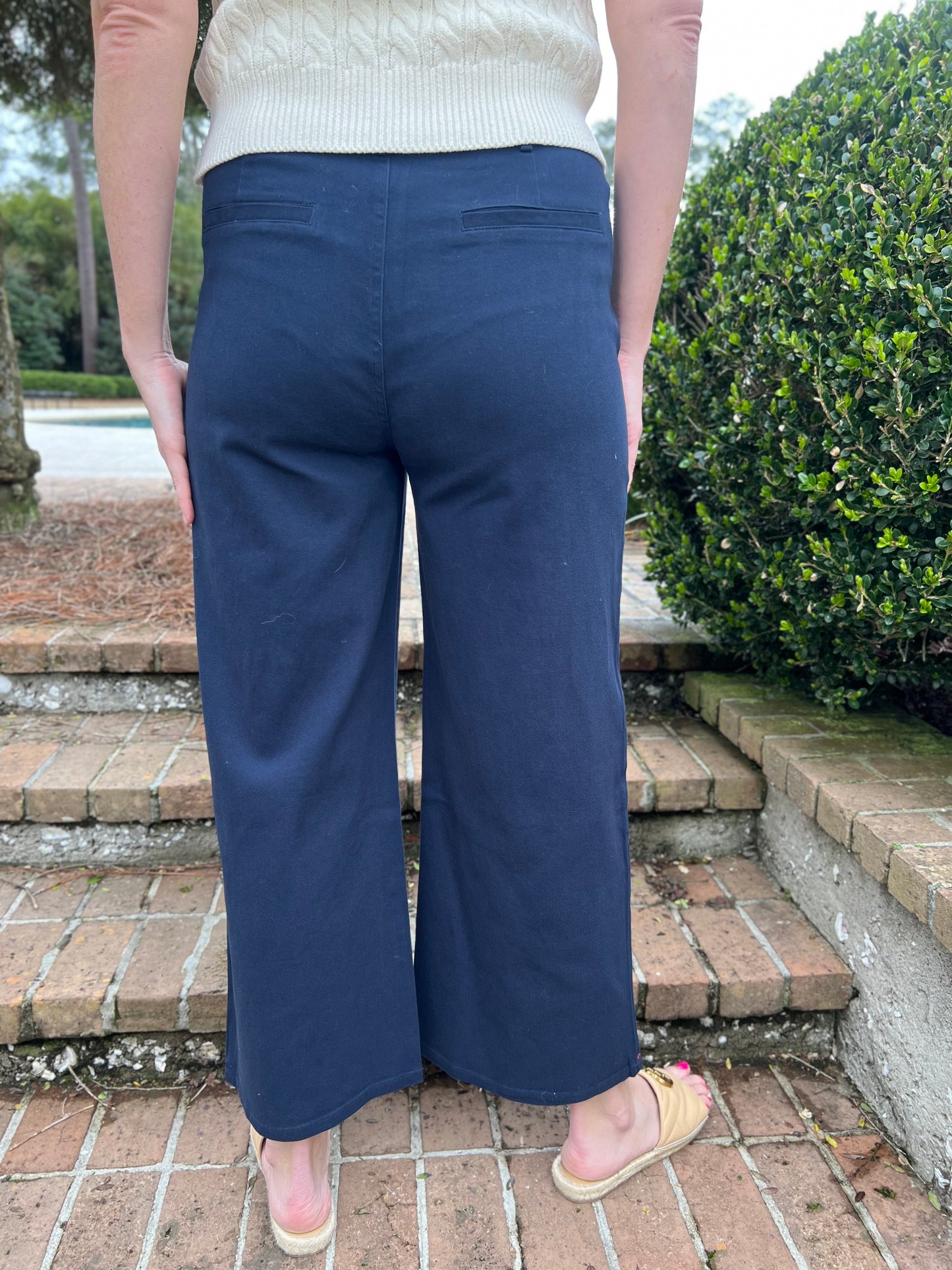 Lakelynn Navy Wide Leg Ankle Length Pants