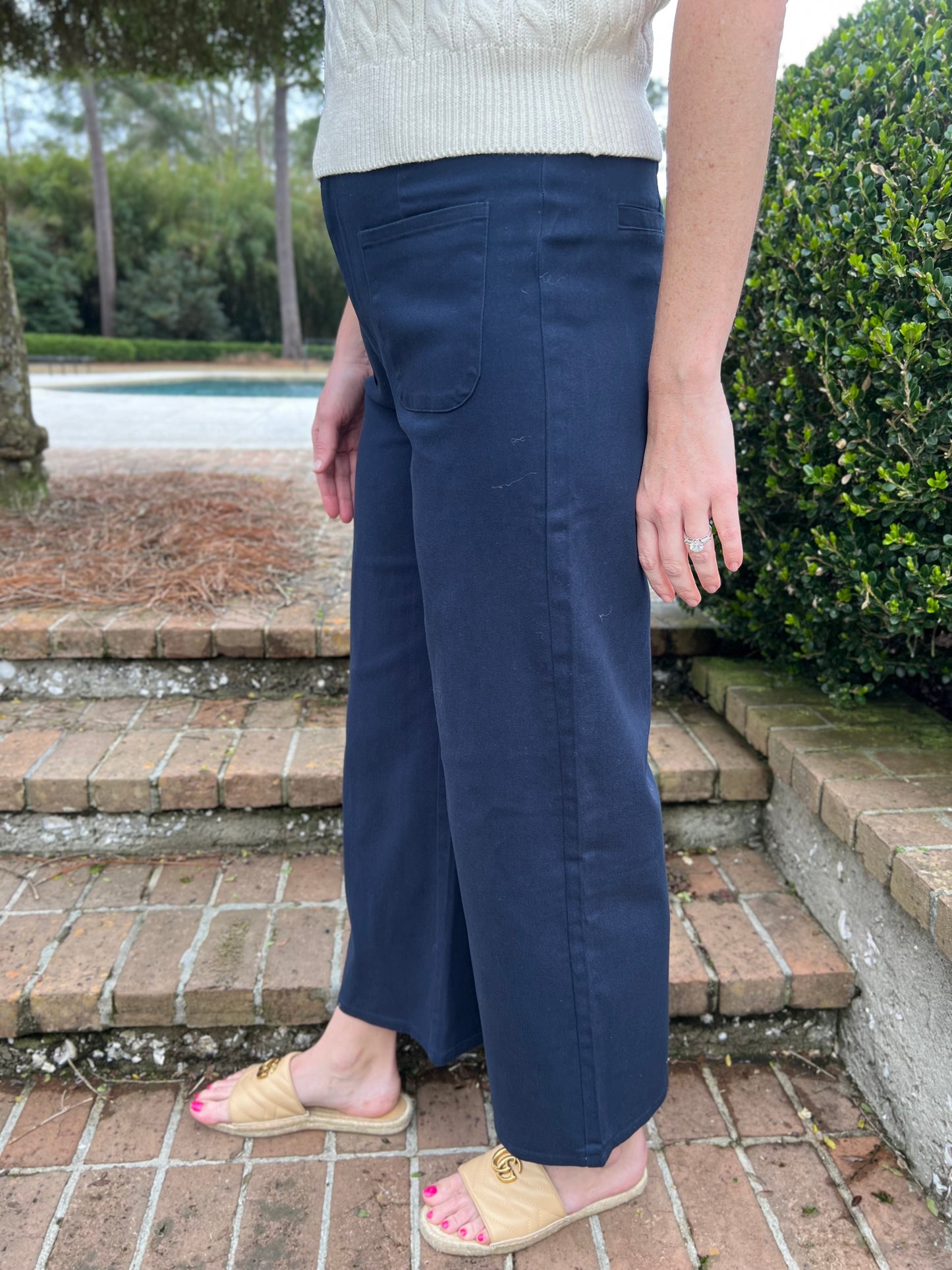 Lakelynn Navy Wide Leg Ankle Length Pants