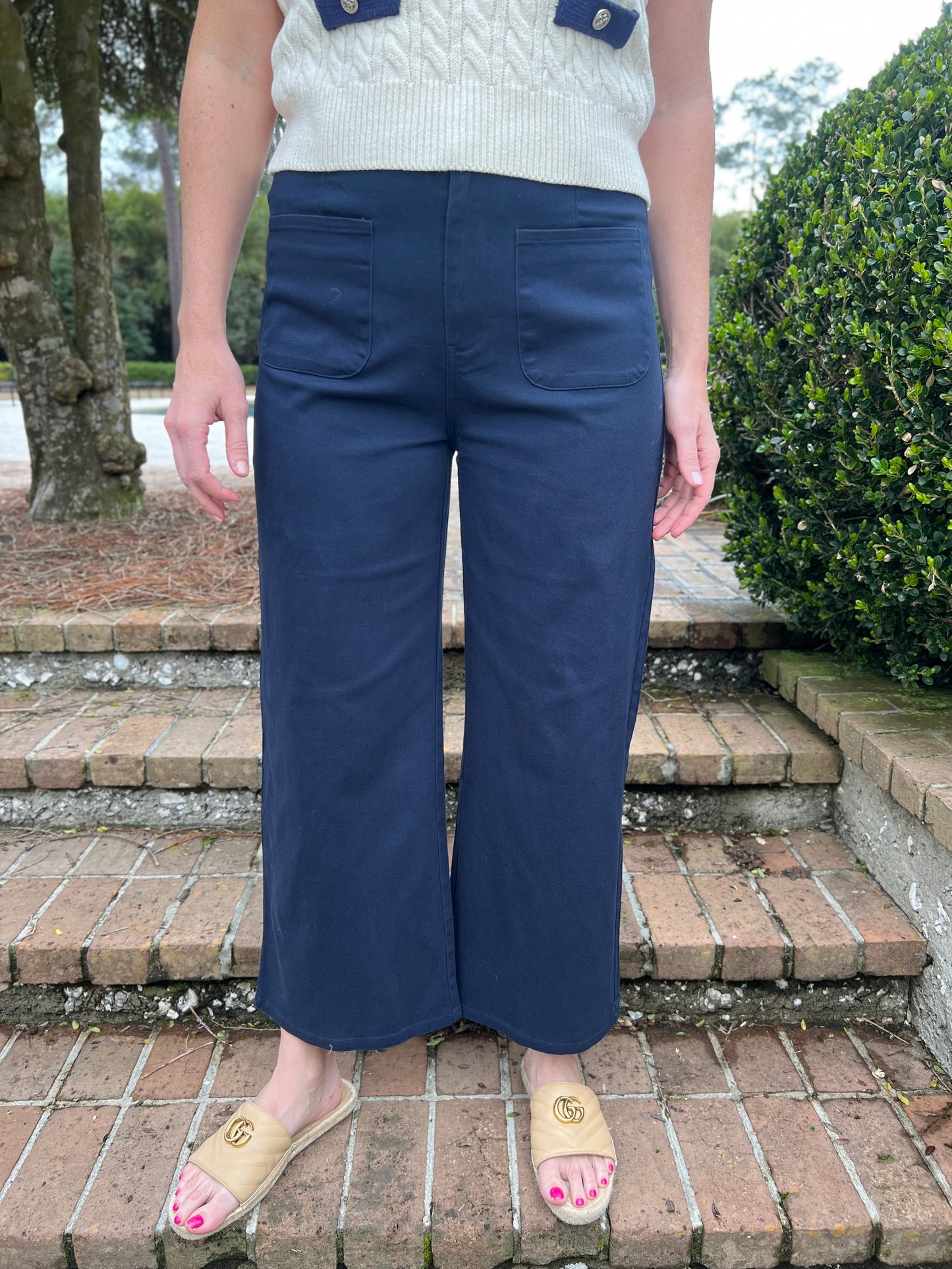 Lakelynn Navy Wide Leg Ankle Length Pants