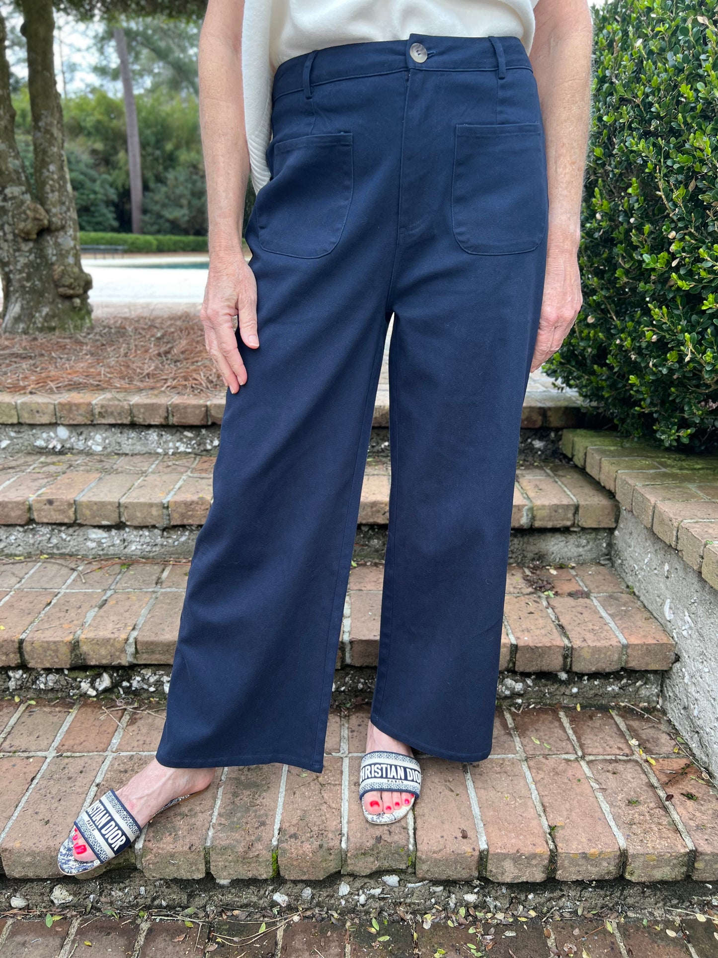 Lakelynn Navy Wide Leg Ankle Length Pants