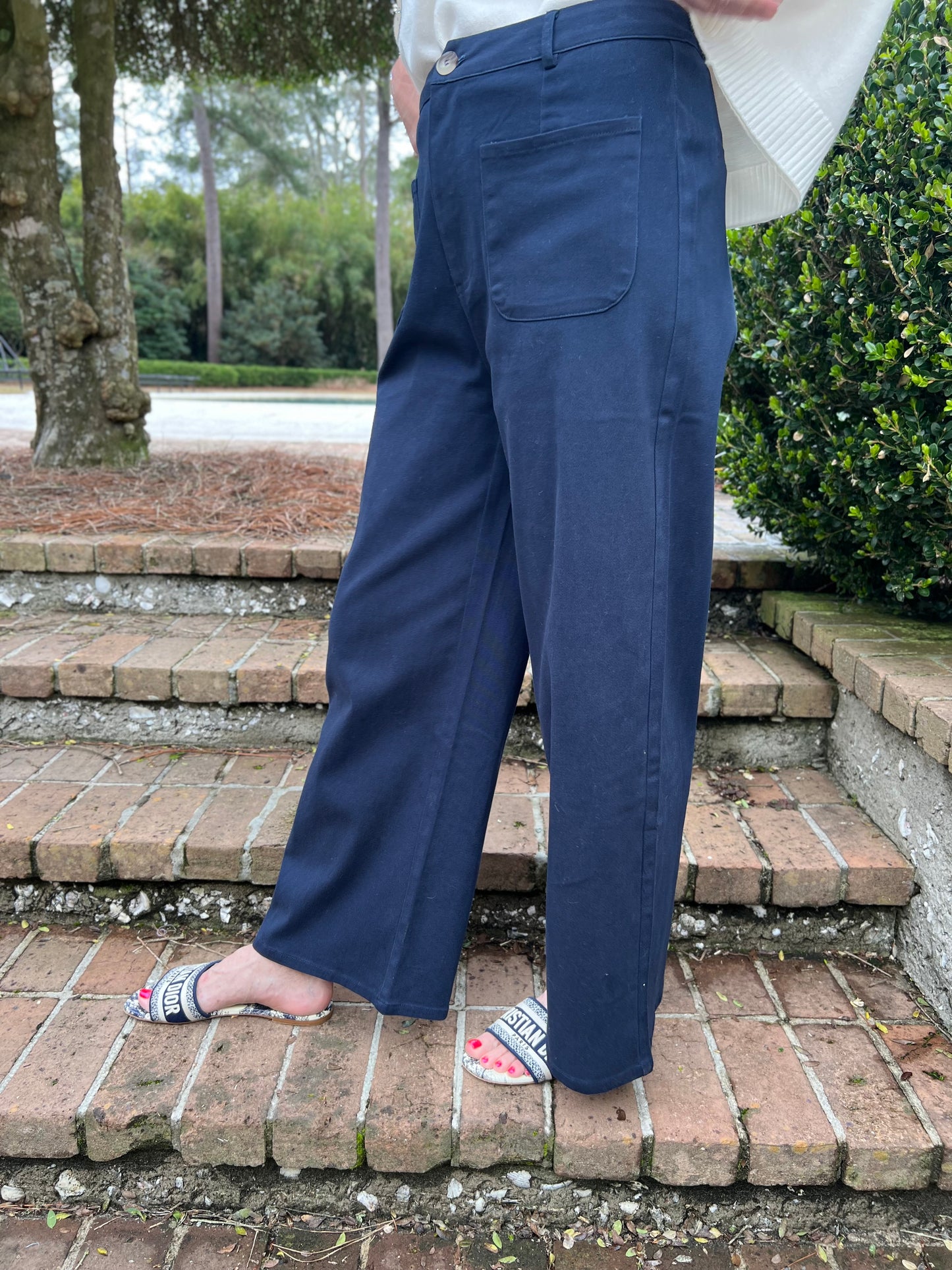 Lakelynn Navy Wide Leg Ankle Length Pants