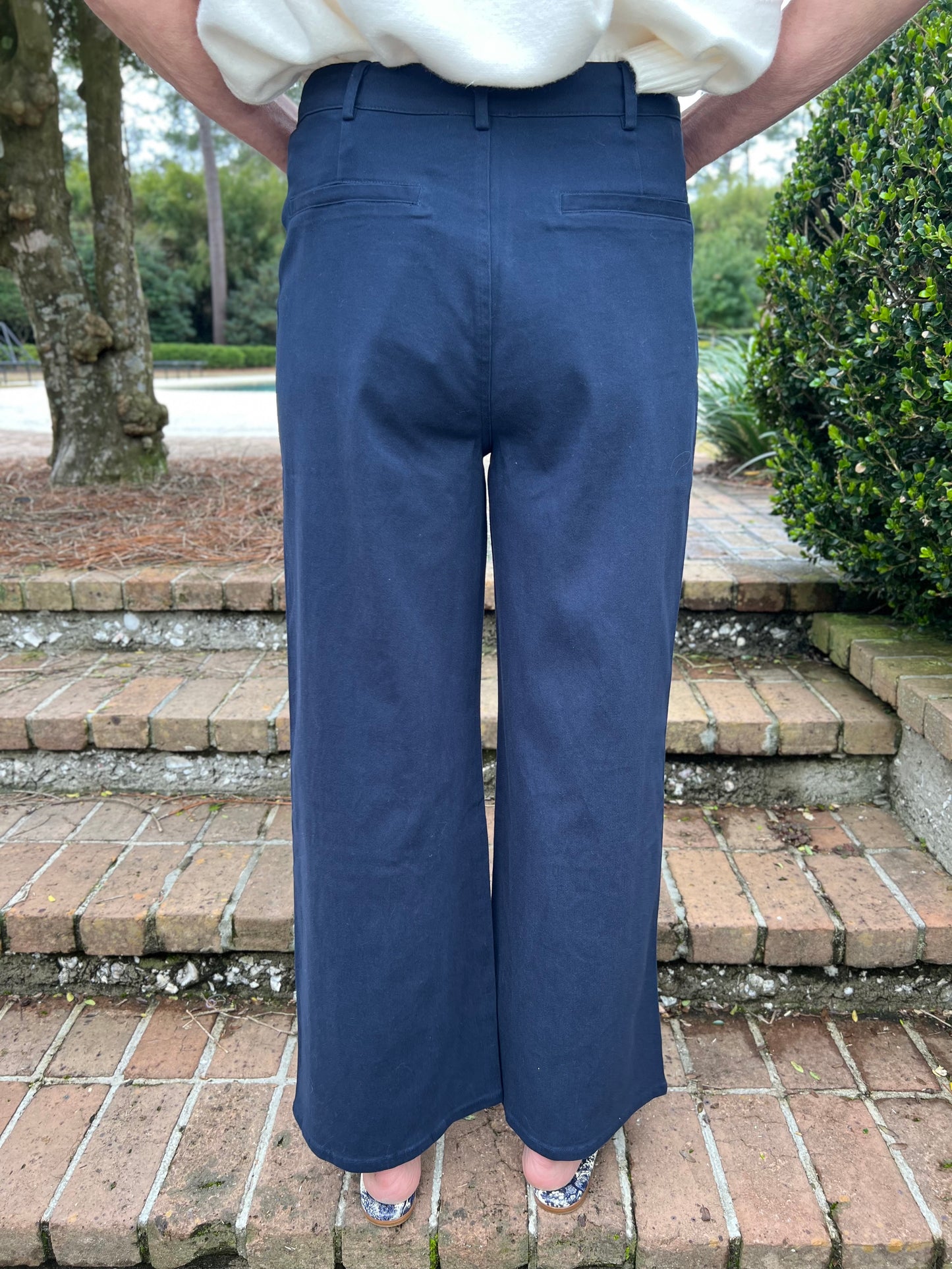 Lakelynn Navy Wide Leg Ankle Length Pants