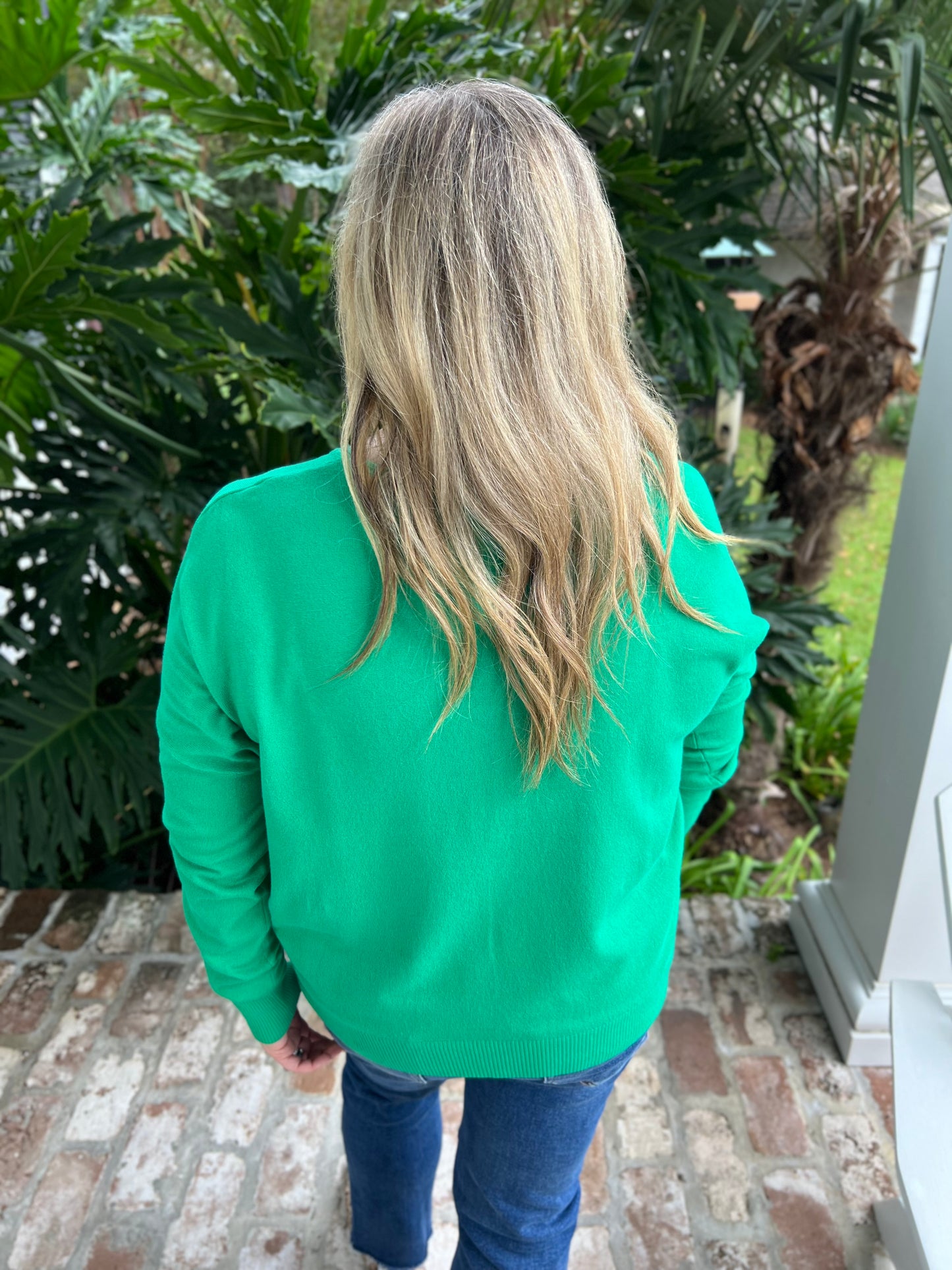 My Pleasure Kelly Green Basic Sweater