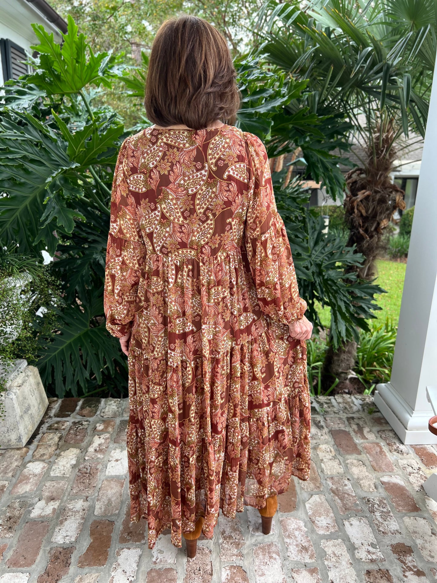 No Shame Red Clay Paisley Maxi Dress