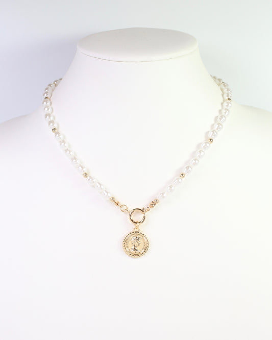 Oneonta Pearl and Coin Necklace Gold