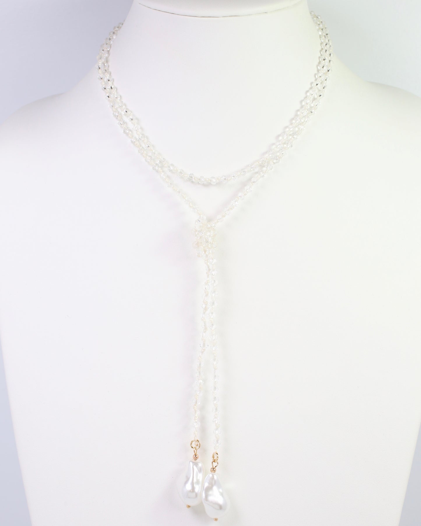 Niagara Falls Baroque Pearl Beaded Necklace Clear