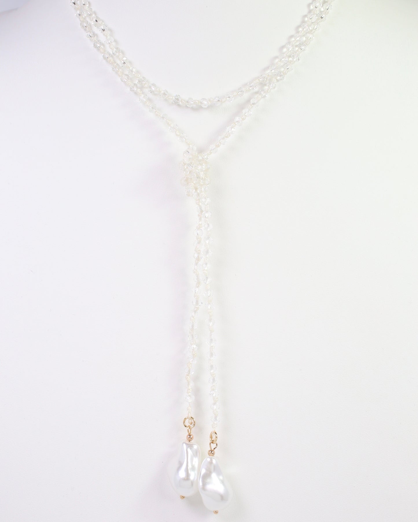 Niagara Falls Baroque Pearl Beaded Necklace Clear