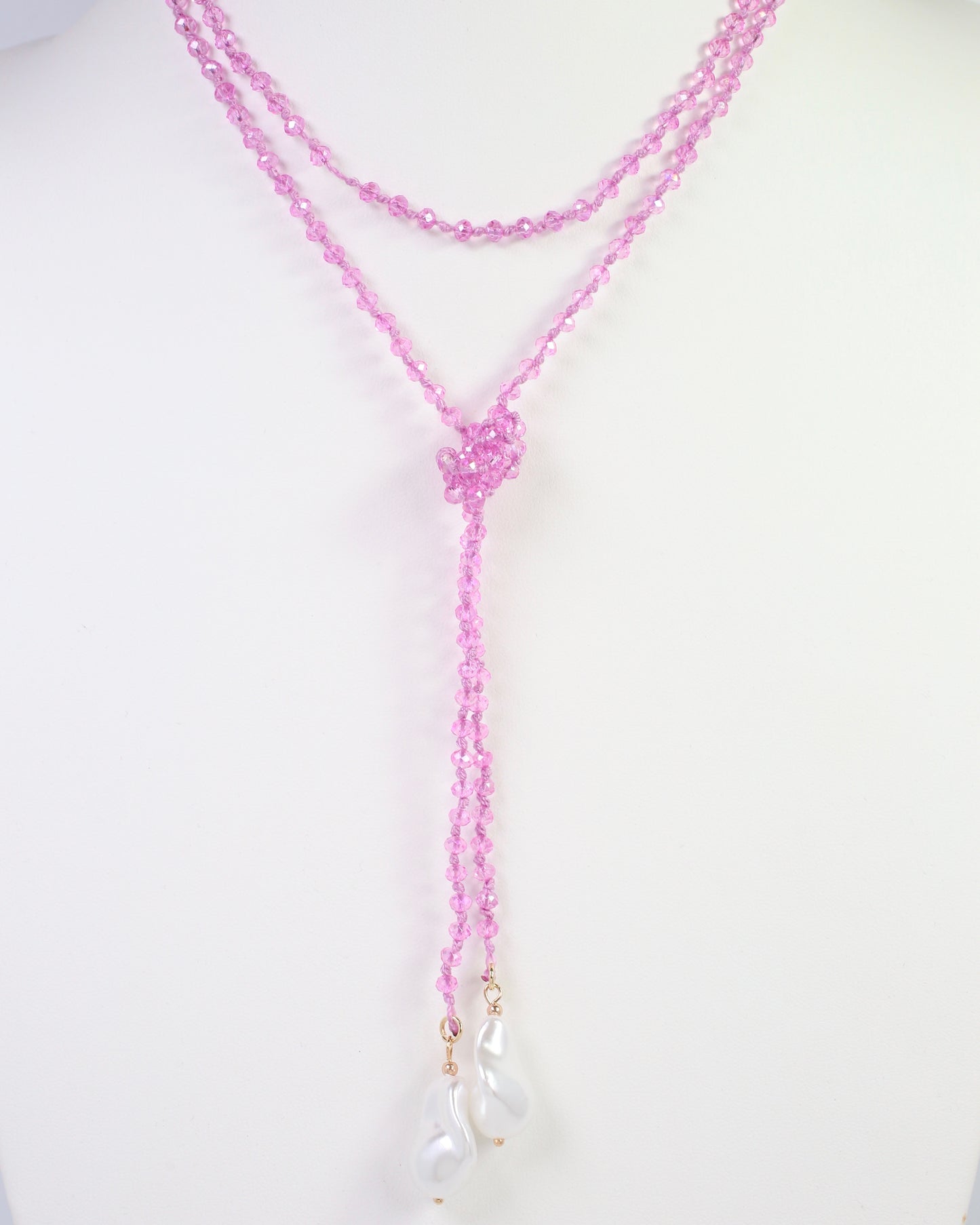 Niagara Falls Baroque Pearl Beaded Necklace Pink