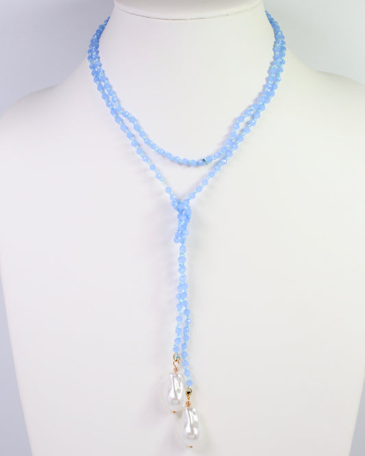 Niagara Falls Baroque Pearl Beaded Necklace BLUE