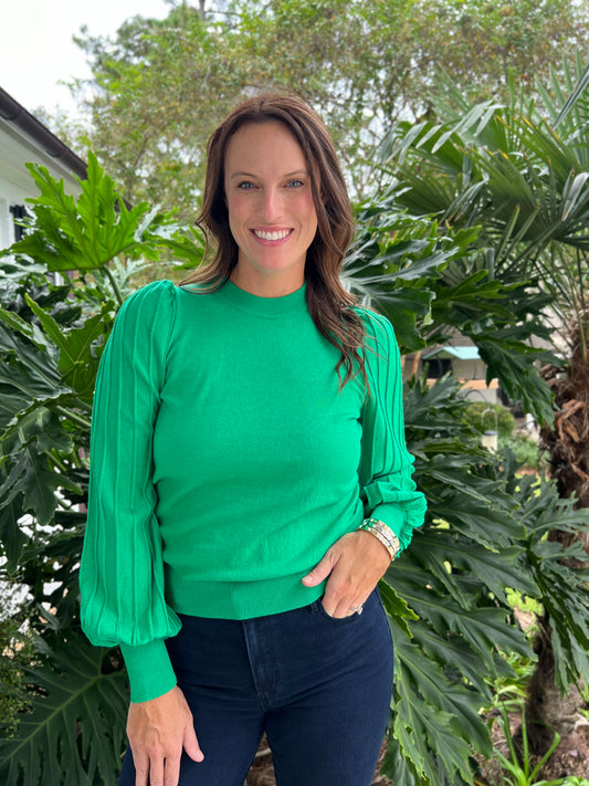 Graceful Touch Kelly Green Basic Sweater