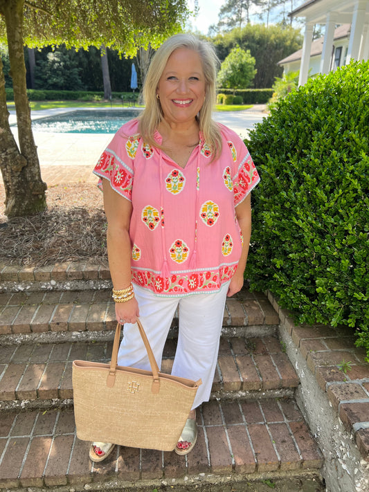 Spring Showers Pink Printed Top