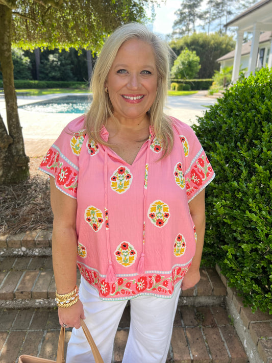 Spring Showers Pink Printed Top