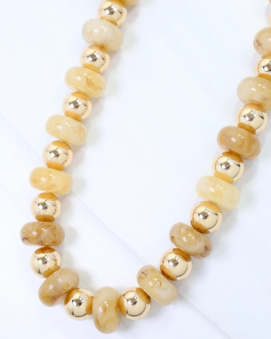 Staten Island Marble and Gold Beaded Necklace Natural