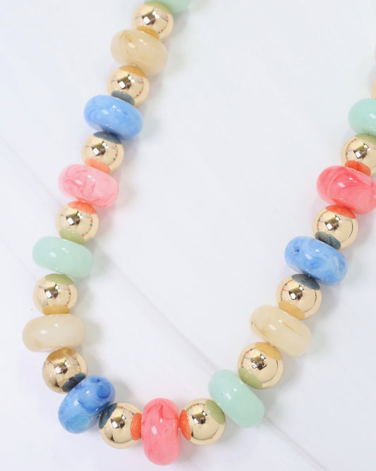 Staten Island Marble and Gold Beaded Necklace Multi