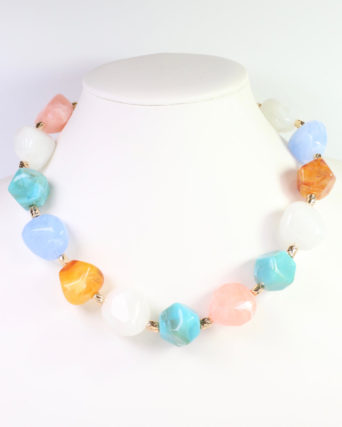 Syracuse Stone and Gold Beaded Necklace Light Multi