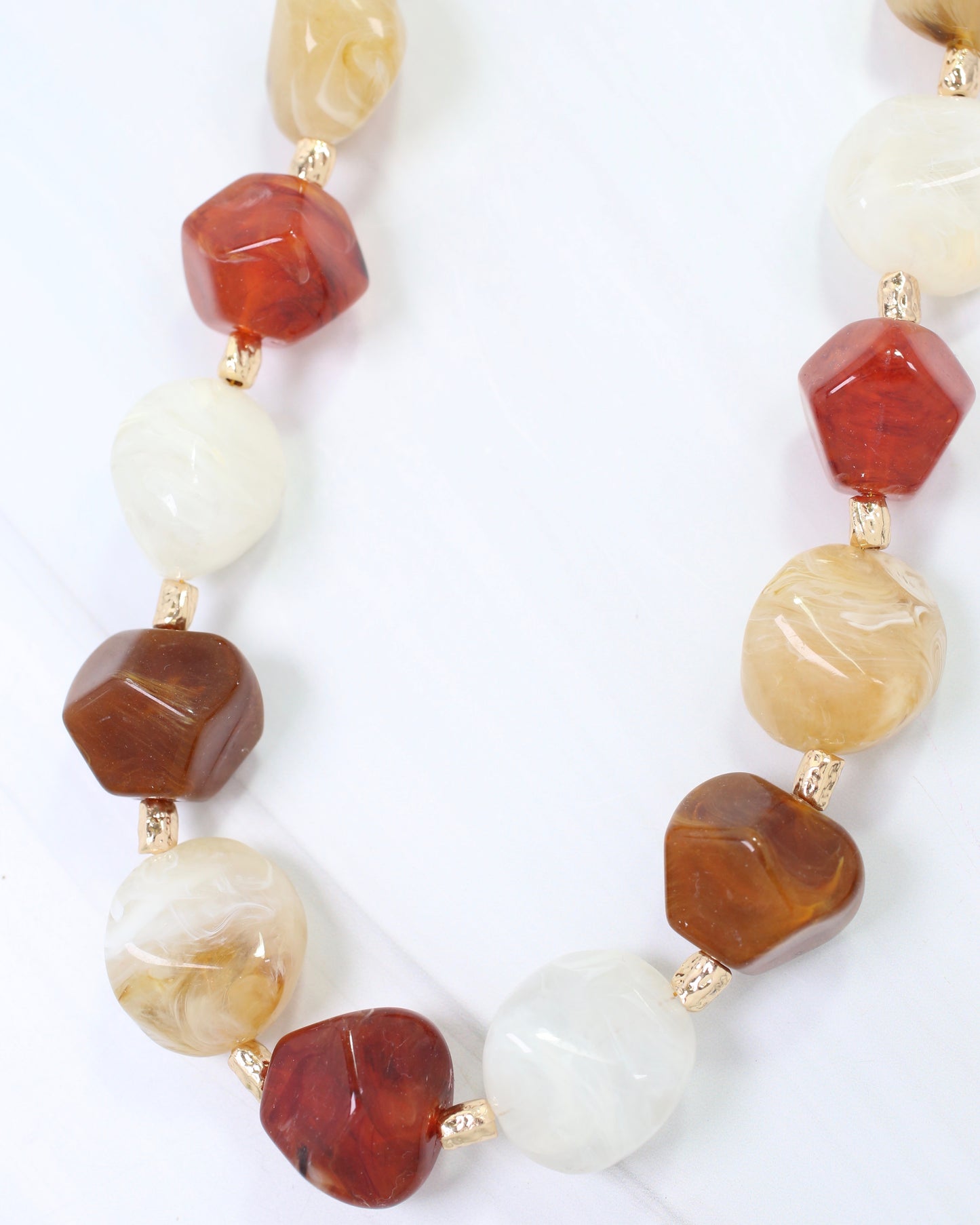 Syracuse Stone and Gold Beaded Necklace Natural