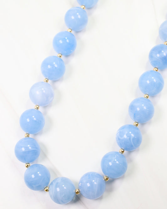 Tarrytown Marble Beaded Necklace Blue