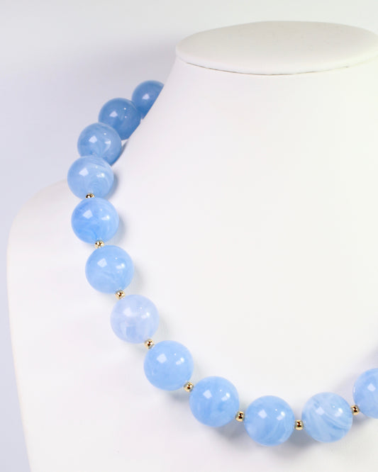 Tarrytown Marble Beaded Necklace Blue