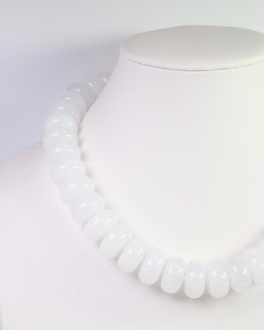 Pipestone Marble Beaded Necklace White