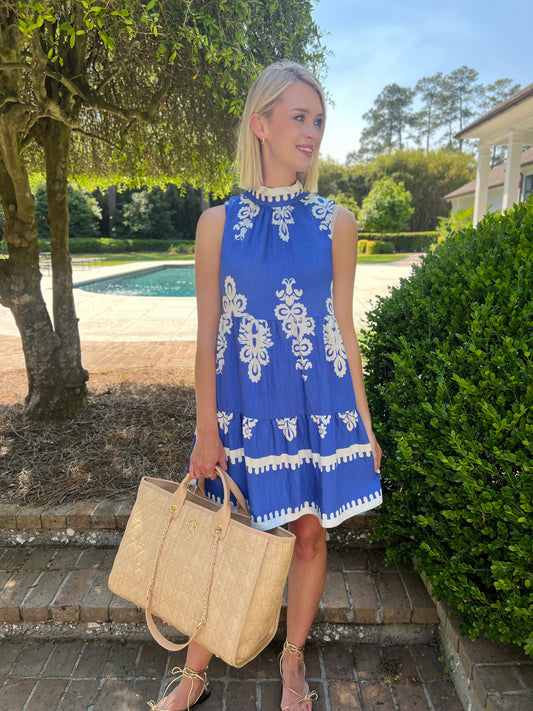Venetian Print Tiered Dress