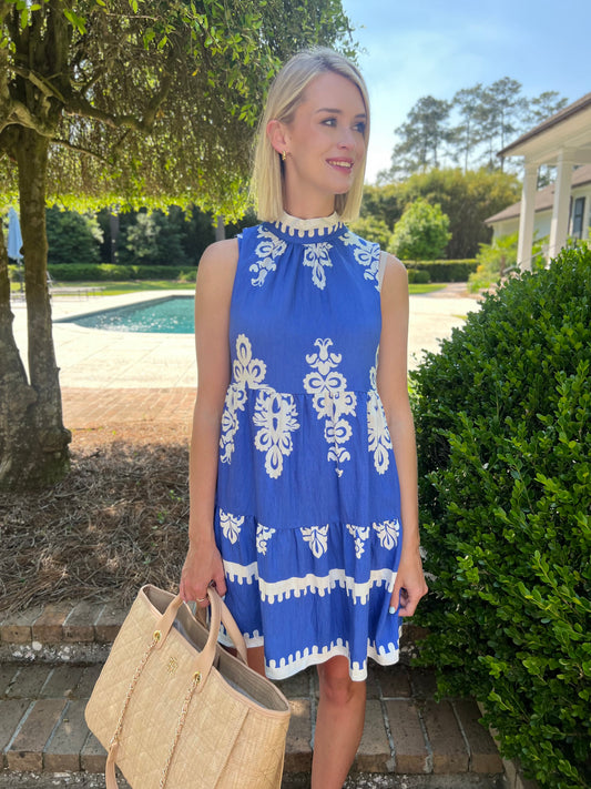 Venetian Print Tiered Dress