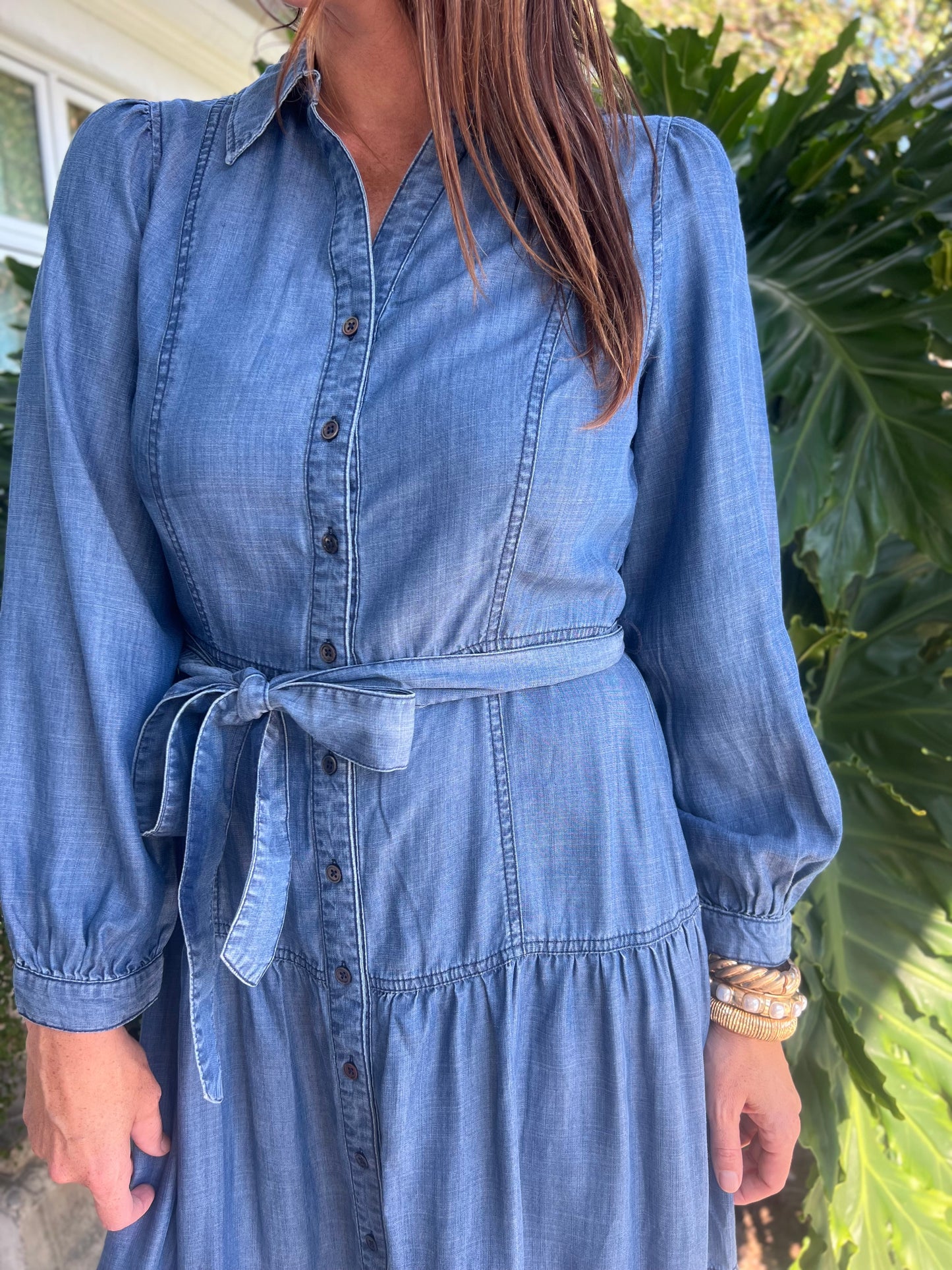 Sasha Belted Chambray Shirt Dress