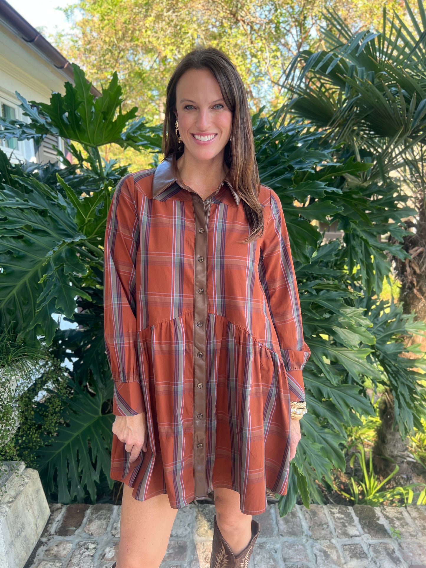 Roasting S'more's Plaid Button Up Dress